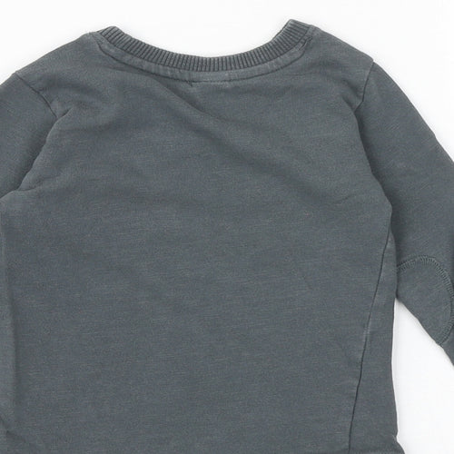 Mini Club Boys Grey 100% Cotton Basic T-Shirt Size 3-4 Years Round Neck Pullover