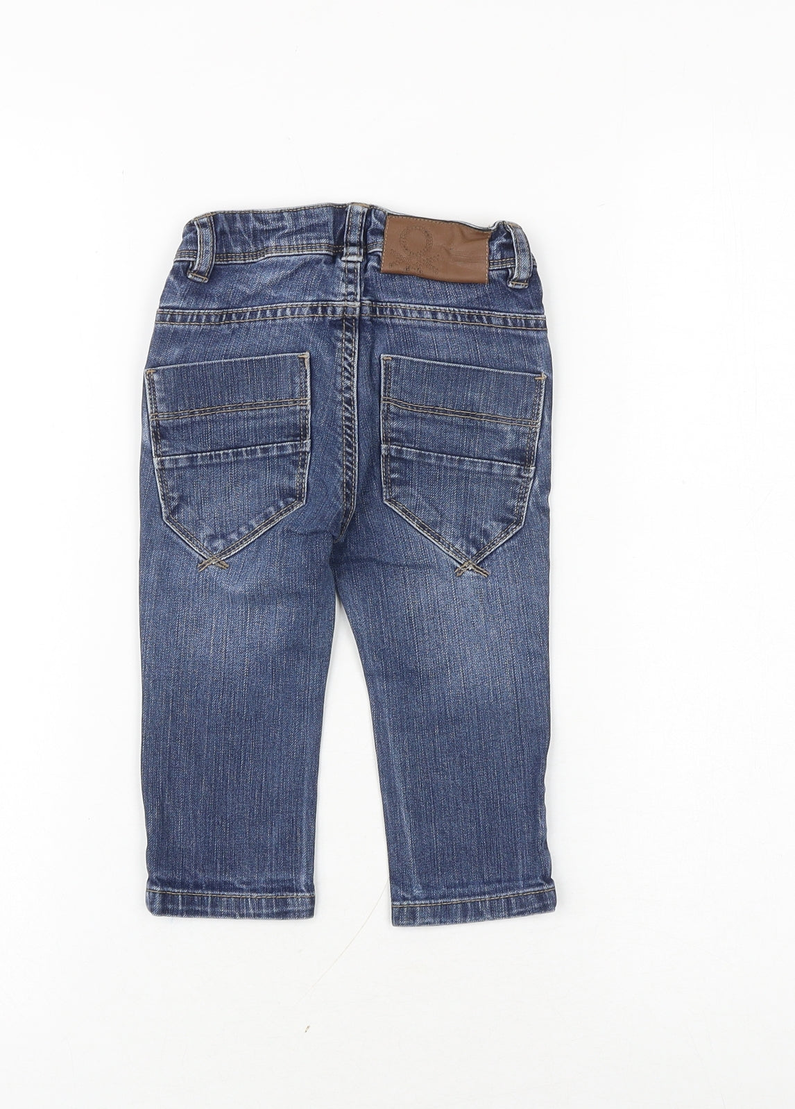 United Colors of Benetton Baby Blue Cotton Capri Jeans Size 12-18 Months Zip