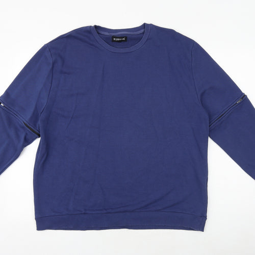 Kubban Mens Blue Cotton Pullover Sweatshirt Size XL - Detachable sleeves