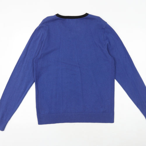 Burton Mens Blue V-Neck Cotton Pullover Jumper Size S Long Sleeve