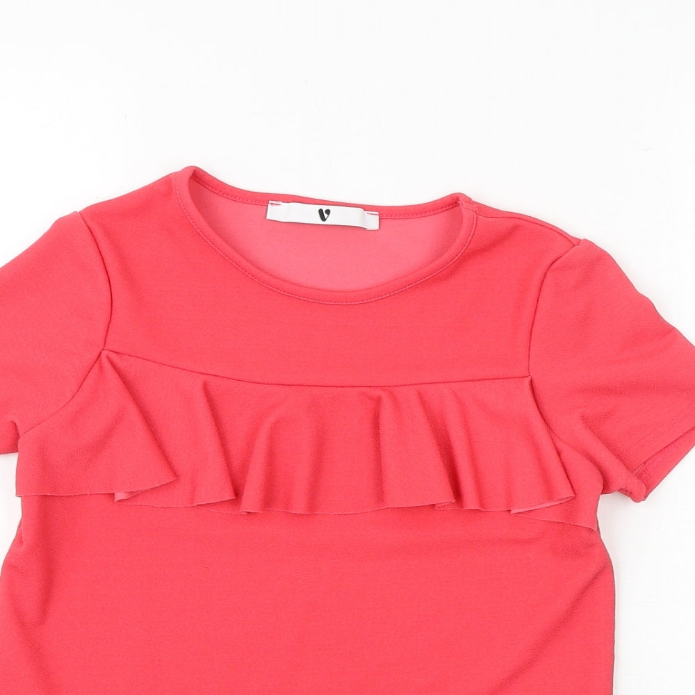 Very Girls Pink Polyester Jersey T-Shirt Size 10 Years Round Neck Pullover