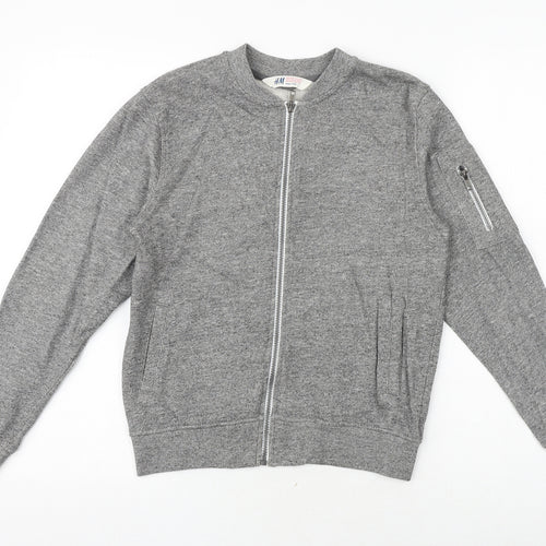 H&M Boys Grey Jacket Size 10-11 Years Zip - Boston