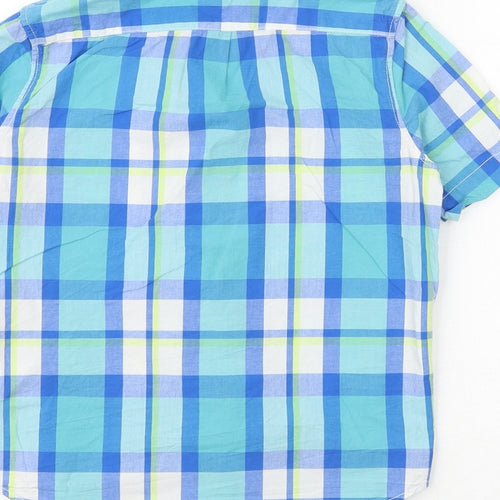 Gap Boys Blue Plaid 100% Cotton Basic Button-Up Size 6-7 Years Collared Button
