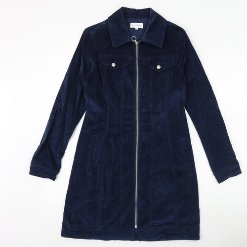 Warehouse Womens Blue Chlorofibre Jacket Dress Size 12 Collared Zip