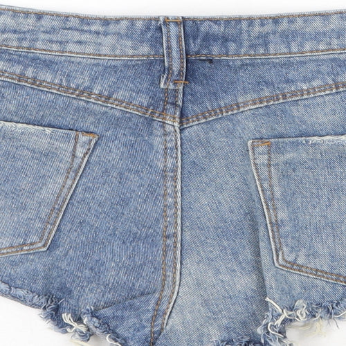 Preworn Womens Blue Polyester Cut-Off Shorts Size S Regular Zip