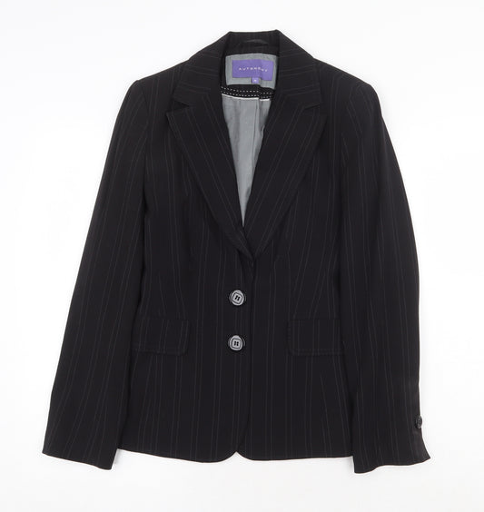 Autonomy Womens Black Striped Polyester Jacket Suit Jacket Size 8