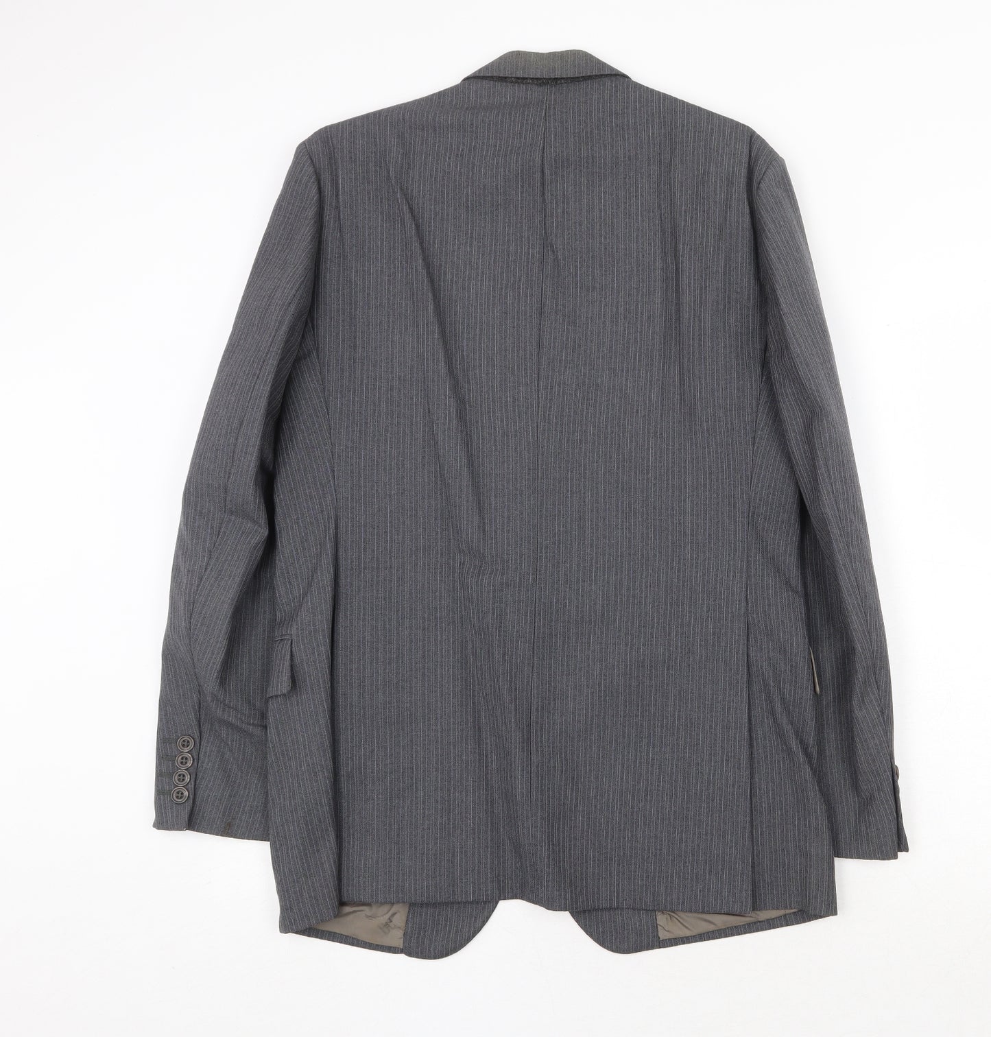DAKS Mens Grey Striped Wool Jacket Suit Jacket Size 40 Regular