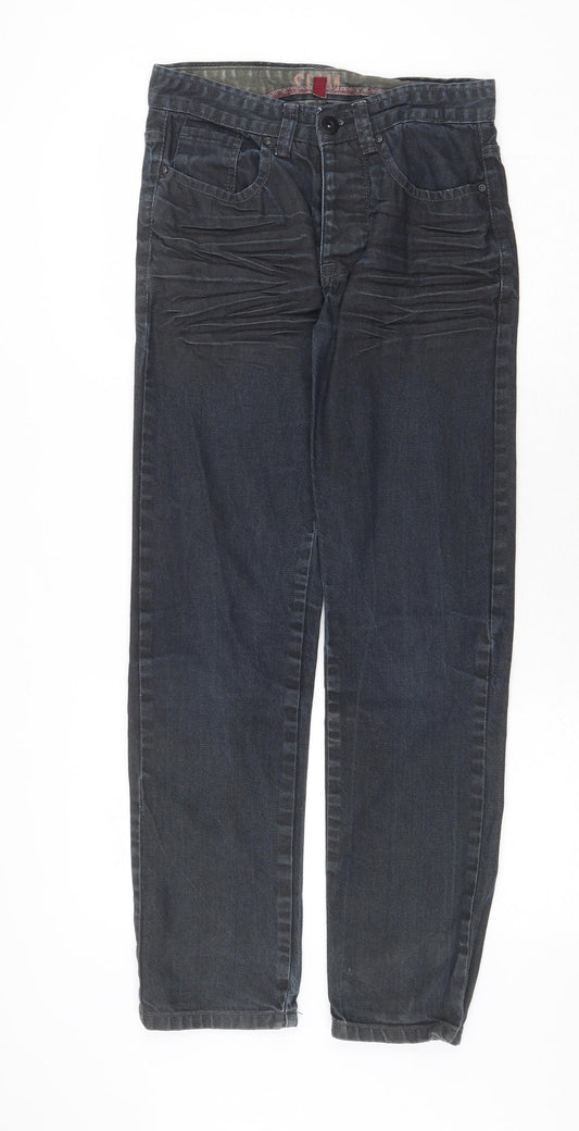Denim & Co. Mens Blue Cotton Straight Jeans Size 28 in Regular Zip