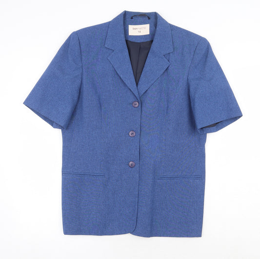 Bonmarché Womens Blue Polyester Jacket Blazer Size 14
