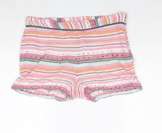 Matalan Womens Multicoloured Geometric 100% Cotton Basic Shorts Size 14 Regular Zip