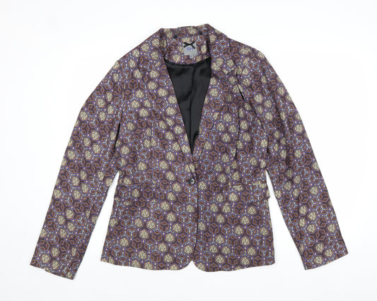 Silvian Heach Womens Multicoloured Geometric Polyester Jacket Blazer Size M