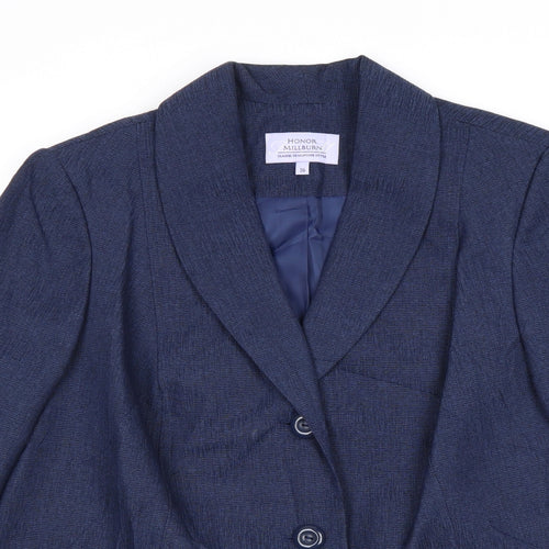 EWM Womens Blue Polyester Jacket Suit Jacket Size 16
