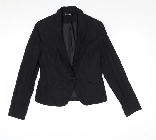 George Womens Black Linen Jacket Suit Jacket Size 10