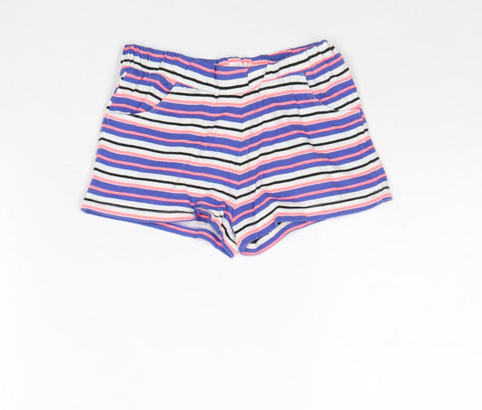 Nutmeg Girls Multicoloured Striped Cotton Sweat Shorts Size 5-6 Years Regular