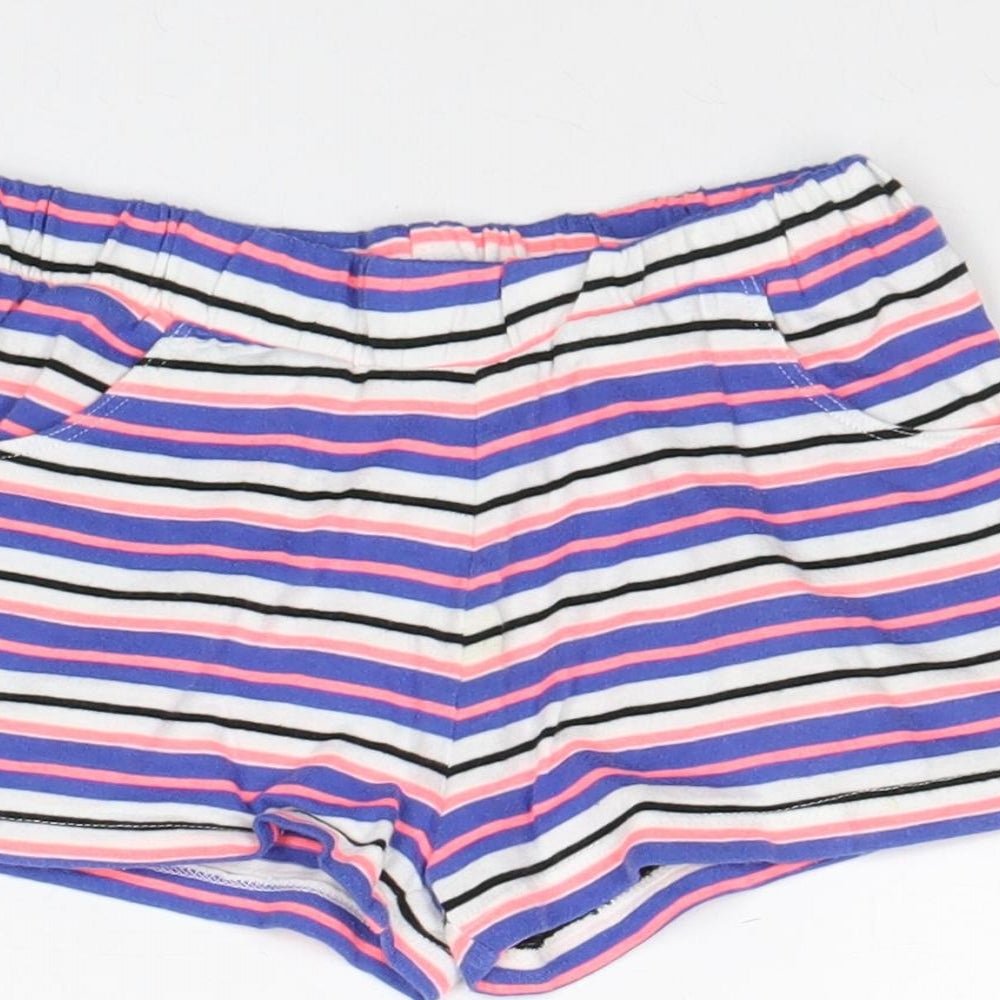 Nutmeg Girls Multicoloured Striped Cotton Sweat Shorts Size 5-6 Years Regular