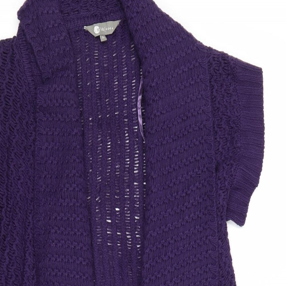 Mia Moda Womens Purple Collared Acrylic Cardigan Jumper Size M