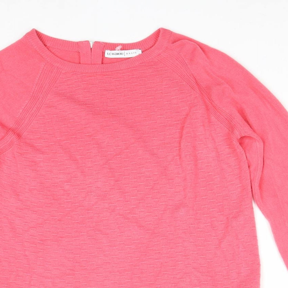 LC Waikiki Womens Pink Boat Neck Acrylic Pullover Jumper Size S