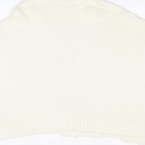 NEXT Girls Ivory Roll Neck Acrylic Pullover Jumper Size 11-12 Years Pullover - Poncho