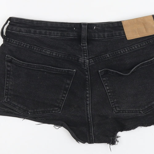 H&M Womens Black Cotton Cut-Off Shorts Size 6 L3 in Regular Button