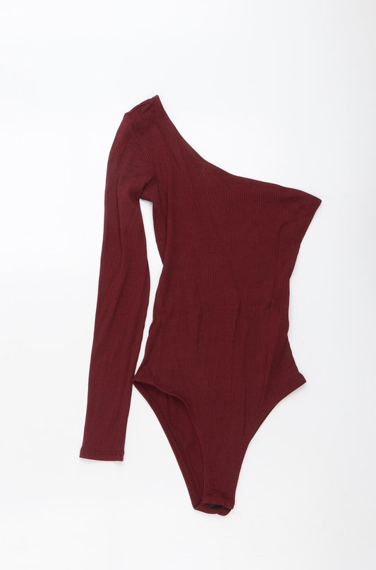 Topshop Womens Red Viscose Bodysuit One-Piece Size 6 Snap