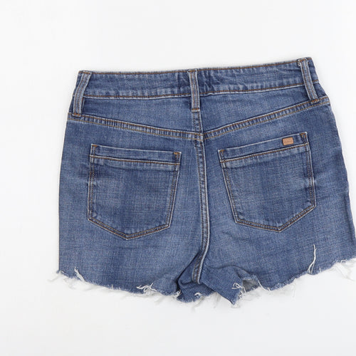 F&F Womens Blue Cotton Cut-Off Shorts Size 6 L3 in Regular Button