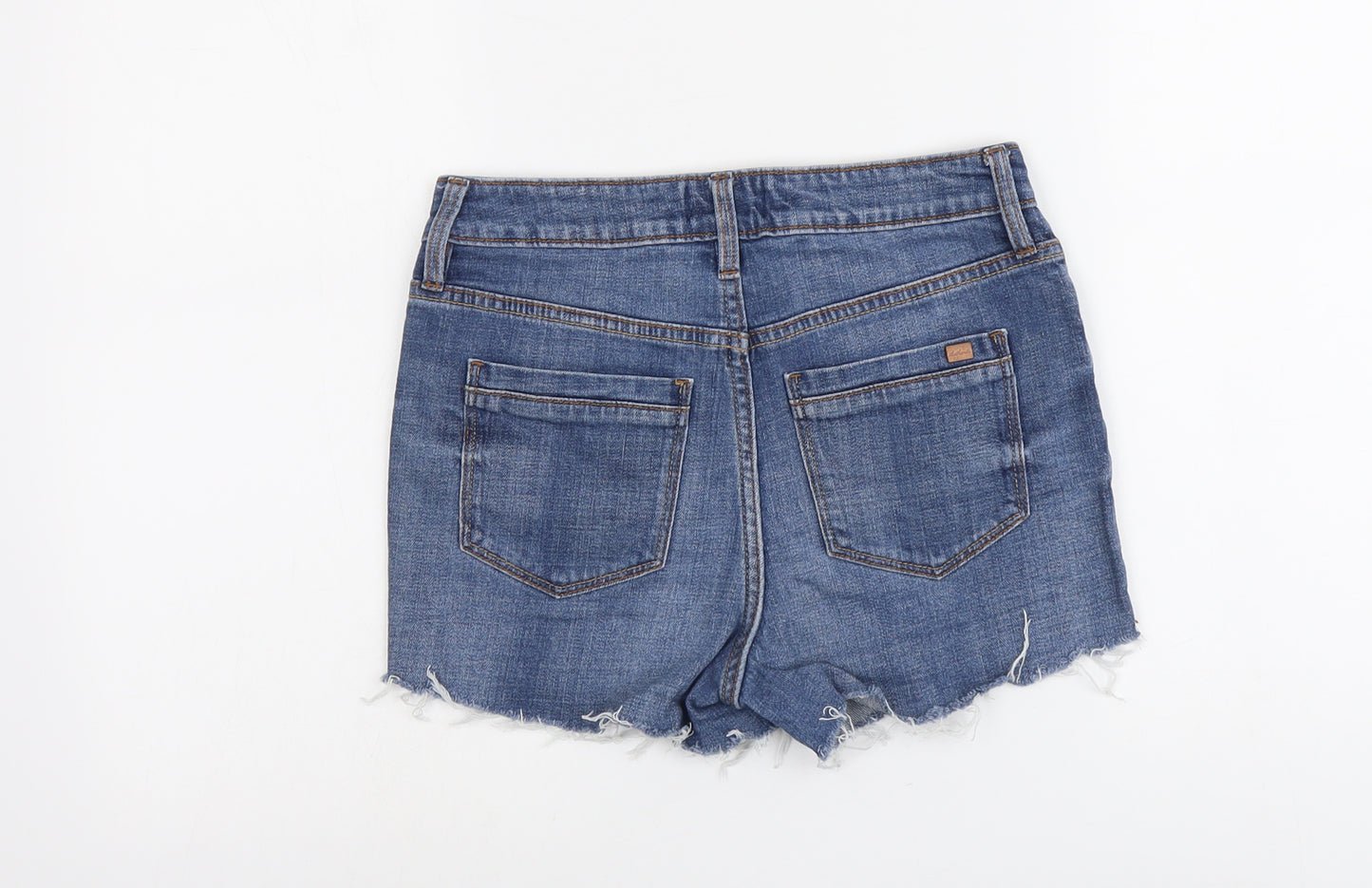 F&F Womens Blue Cotton Cut-Off Shorts Size 6 L3 in Regular Button