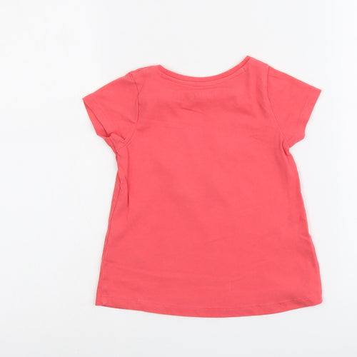 Nutmeg Girls Pink Cotton Basic T-Shirt Size 3-4 Years Round Neck Pullover