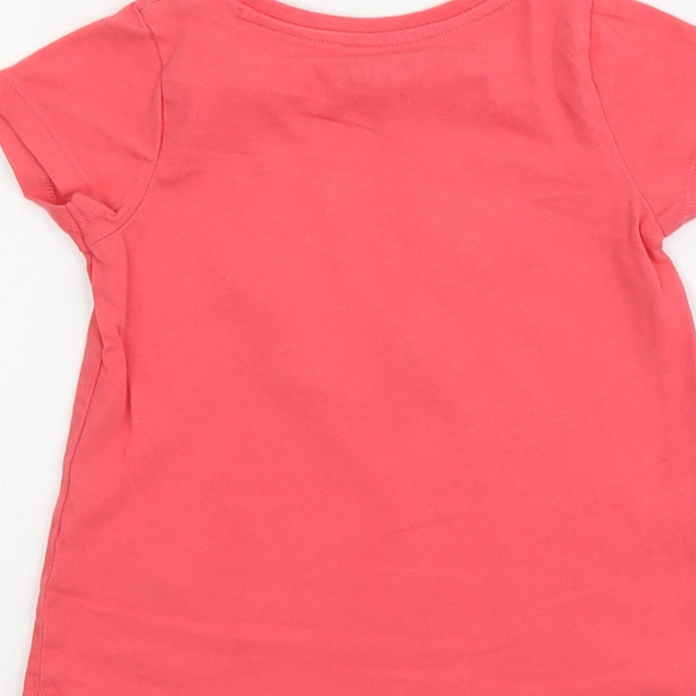Nutmeg Girls Pink Cotton Basic T-Shirt Size 3-4 Years Round Neck Pullover
