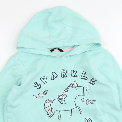 George Girls Green Cotton Pullover Hoodie Size 12-13 Years Pullover - Unicorn Sparkle Squad
