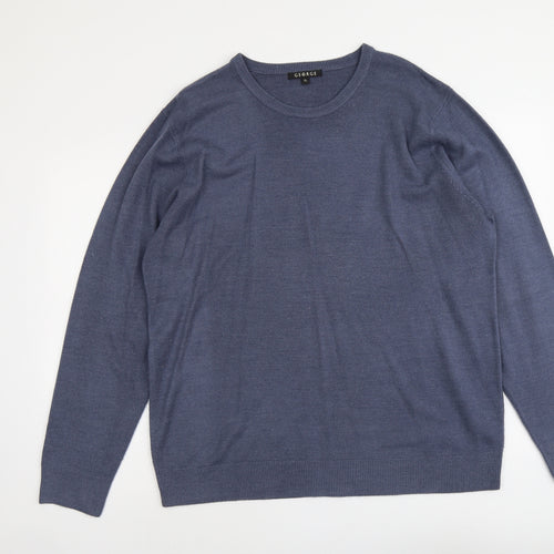 George Mens Blue Round Neck Acrylic Pullover Jumper Size XL Long Sleeve
