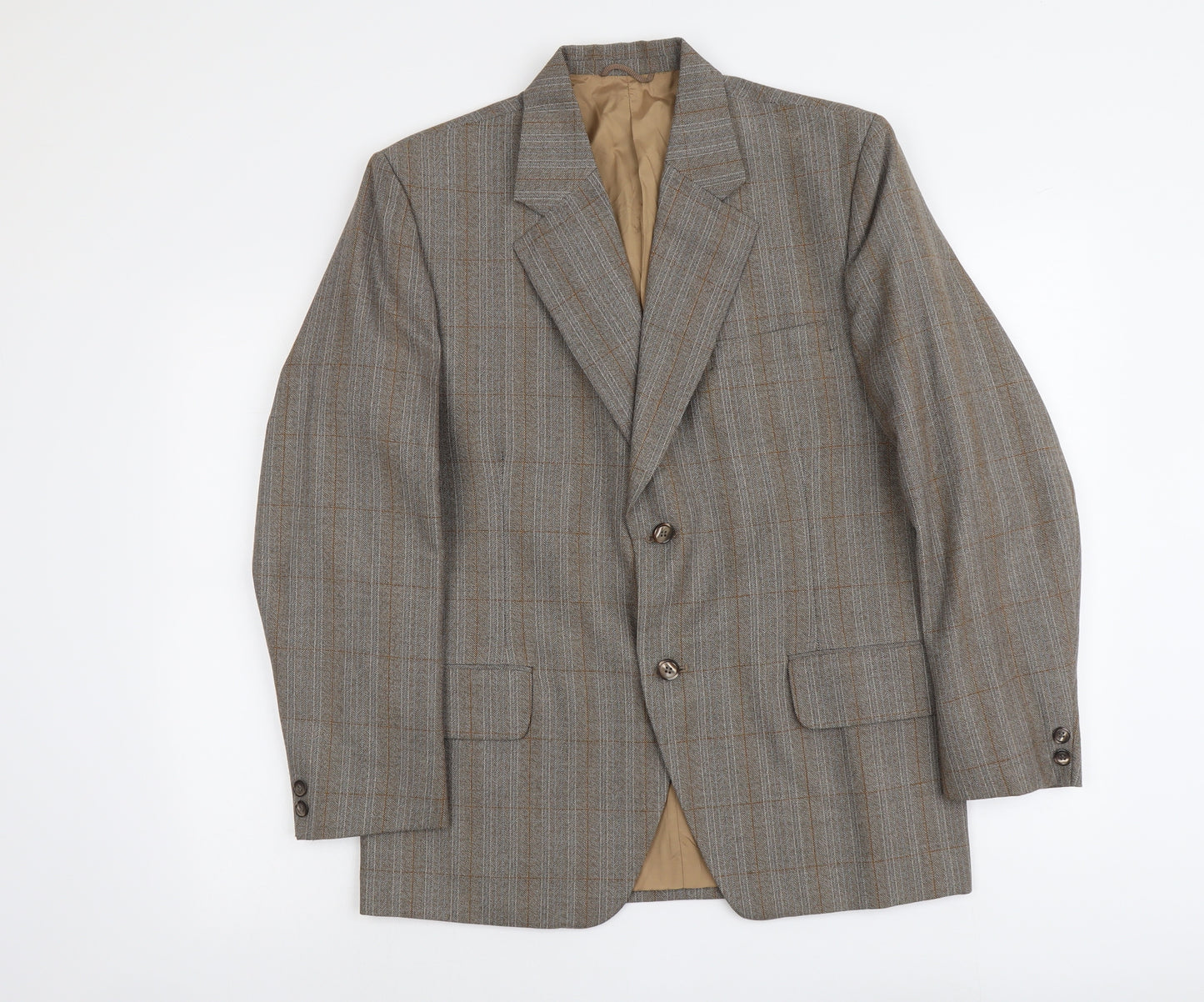 Clifford James Mens Brown Check Polyester Jacket Blazer Size L Regular