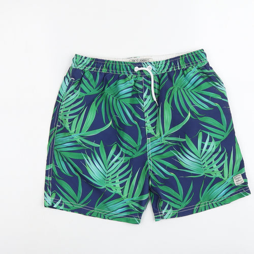 Tokyo Laundry Boys Blue Geometric Polyester Sweat Shorts Size 13 Years Regular Drawstring - Swim Shorts