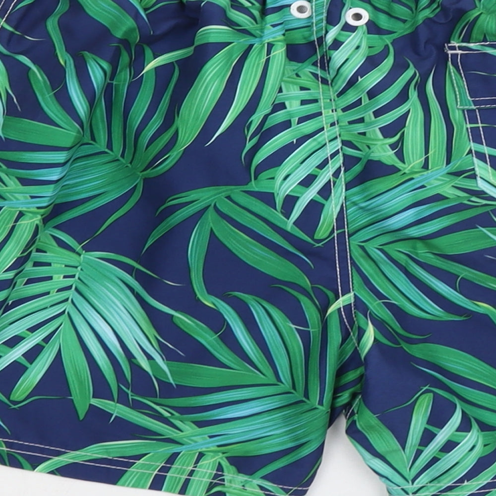 Tokyo Laundry Boys Blue Geometric Polyester Sweat Shorts Size 13 Years Regular Drawstring - Swim Shorts