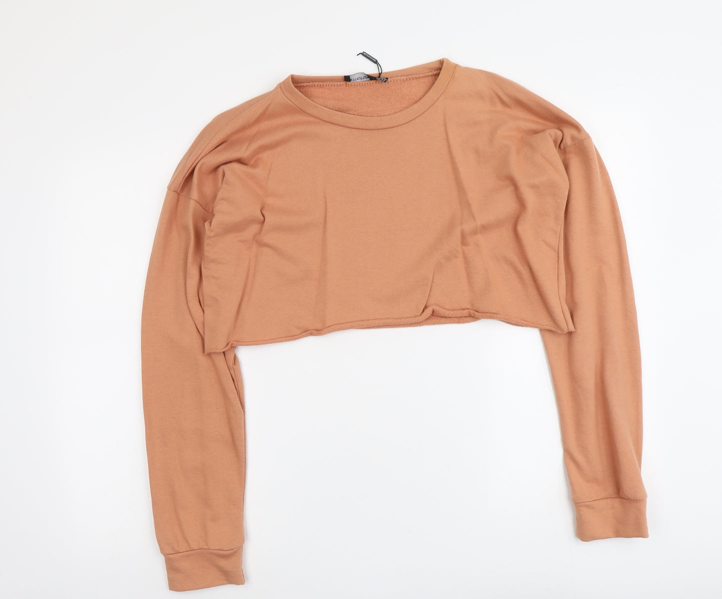 PRETTYLITTLETHING Womens Orange Cotton Pullover Sweatshirt Size 16 Pullover