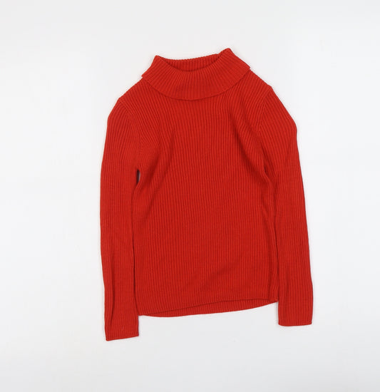 TU Girls Red Roll Neck Acrylic Pullover Jumper Size 7 Years Pullover