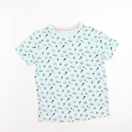 TU Girls Blue Geometric Cotton Basic T-Shirt Size 6 Years Round Neck Pullover - Ice Lolly