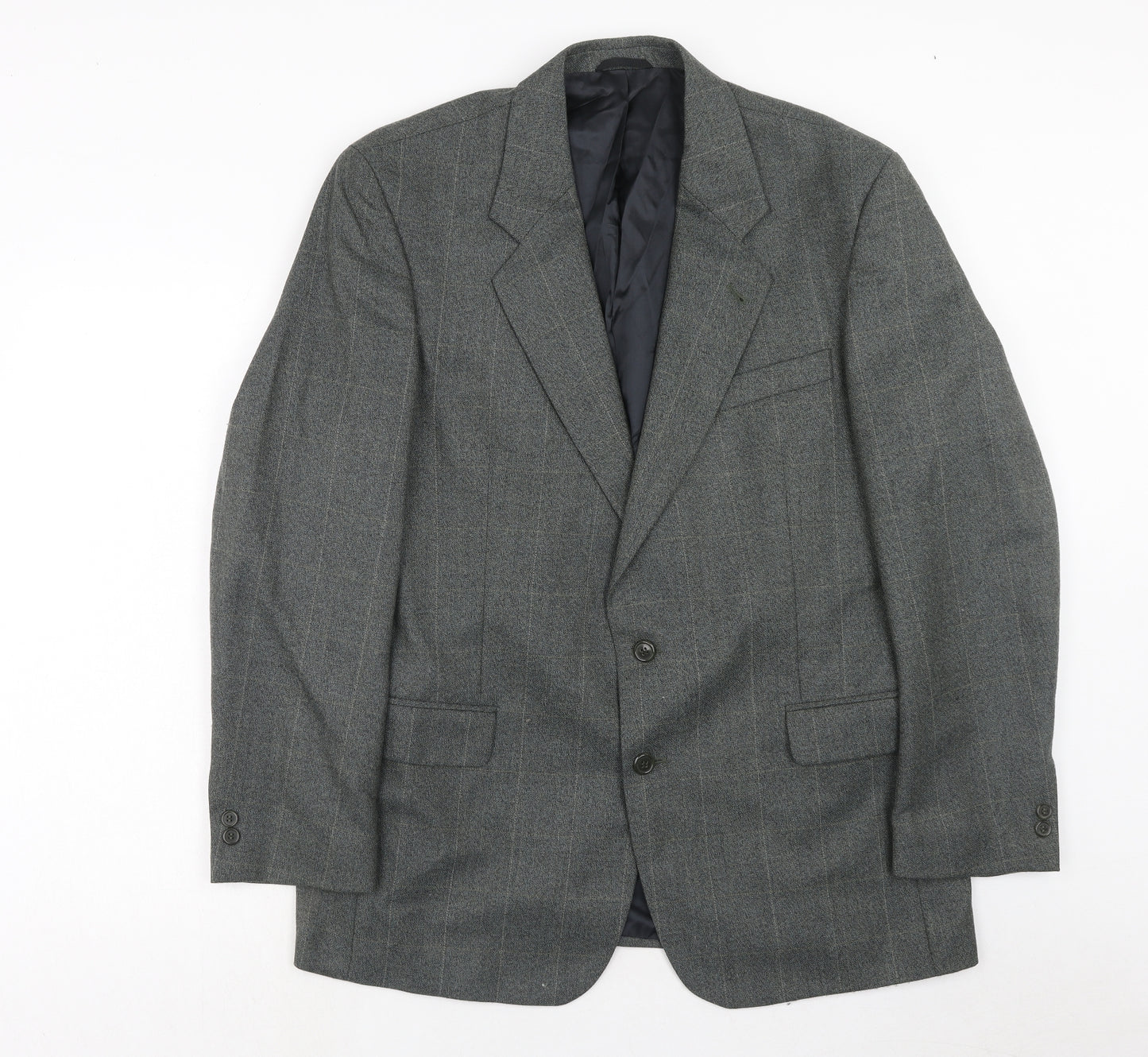 Periscope Mens Grey Check Polyester Jacket Suit Jacket Size 44 Regular