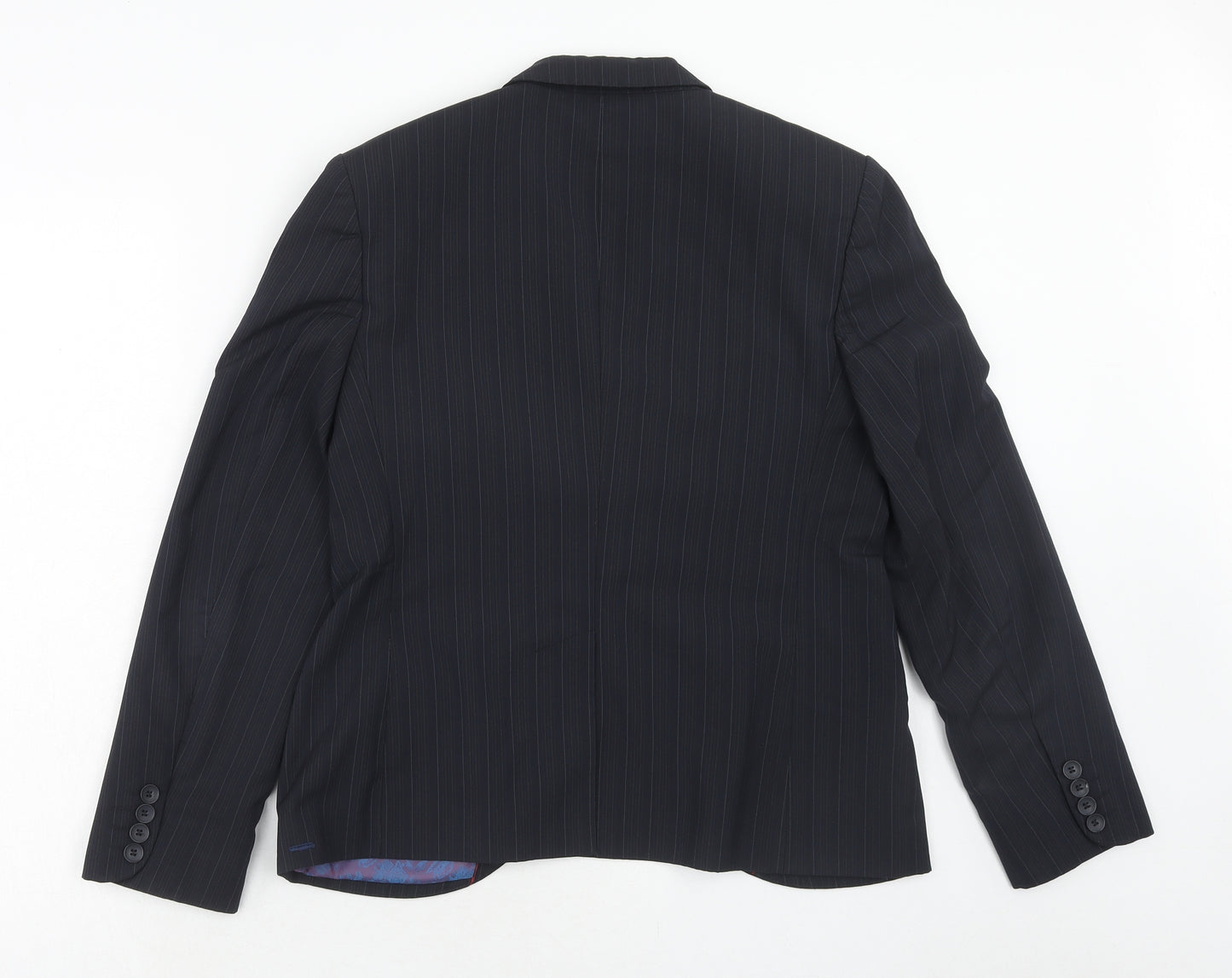 Waredrobe Womens Blue Striped Polyester Jacket Suit Jacket Size 12