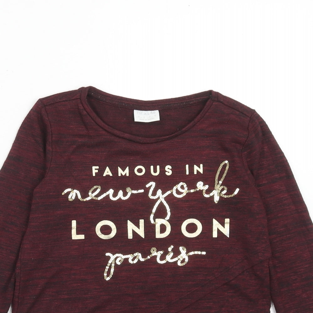 F&F Girls Purple Viscose Basic T-Shirt Size 5-6 Years Round Neck Pullover - Famous In New York, London, Paris