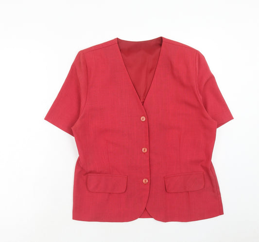 Studio Dee Womens Pink Polyester Jacket Blazer Size 14
