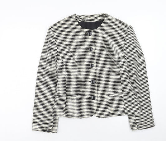 Marks and Spencer Womens Beige Geometric Polyester Jacket Blazer Size 14