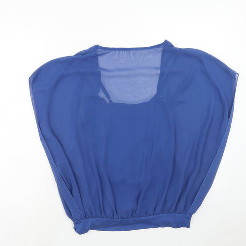Body Flirt Womens Blue Polyester Basic Blouse Size S Round Neck