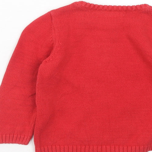 Nutmeg Girls Red Round Neck Cotton Pullover Jumper Size 2-3 Years Button - Peppa Pig Christmas