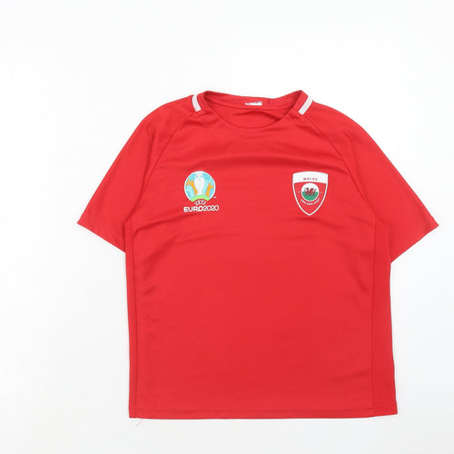 Sports Direct Boys Red Polyester Basic T-Shirt Size 11-12 Years Round Neck Pullover - Euro 2020 Wales