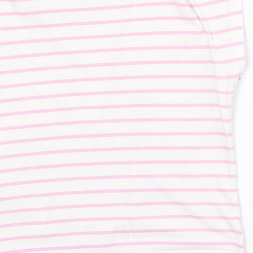 Nutmeg Girls Pink Striped Cotton Basic T-Shirt Size 7-8 Years Round Neck Pullover - Trolls Crazy Hair Don't Care