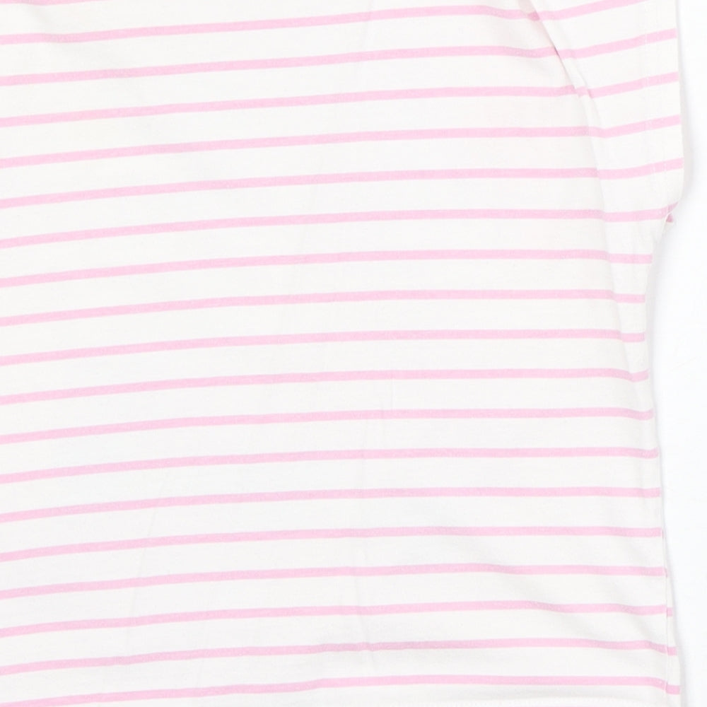 Nutmeg Girls Pink Striped Cotton Basic T-Shirt Size 7-8 Years Round Neck Pullover - Trolls Crazy Hair Don't Care