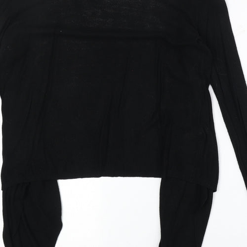 Promod Womens Black V-Neck Viscose Cardigan Jumper Size M - Contrasting Trim