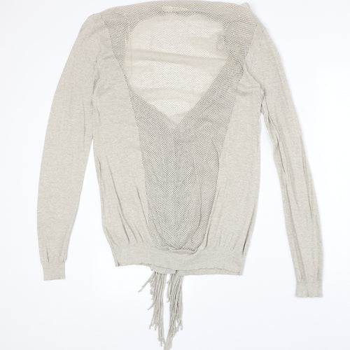 Label Lab Womens Beige V-Neck 100% Cotton Cardigan Jumper Size 14