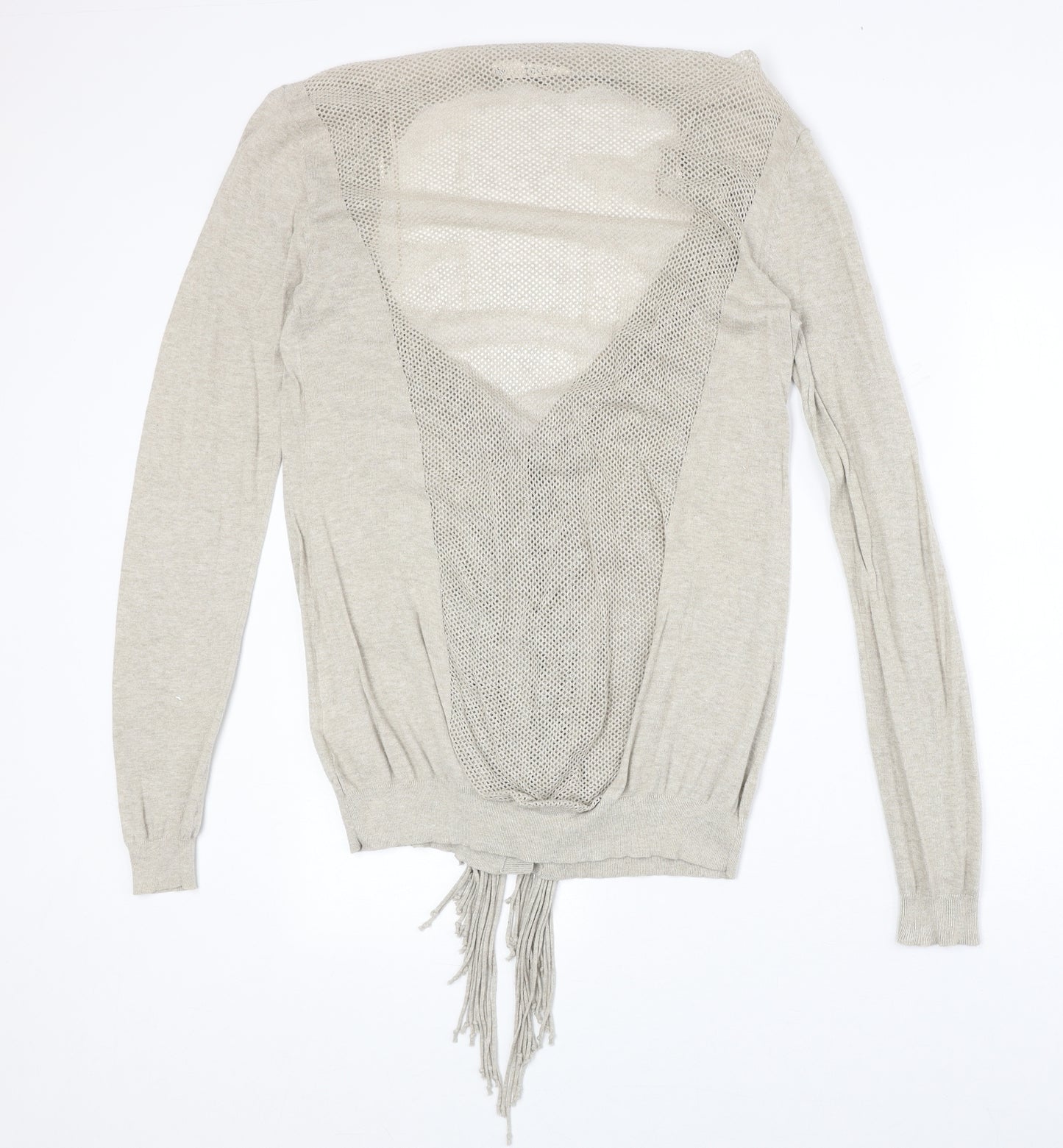 Label Lab Womens Beige V-Neck 100% Cotton Cardigan Jumper Size 14