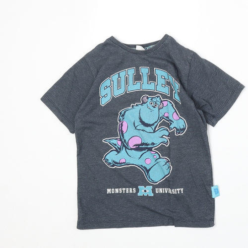 Rebel Girls Grey Cotton Basic T-Shirt Size 6-7 Years Round Neck Pullover - Sulley Monsters University